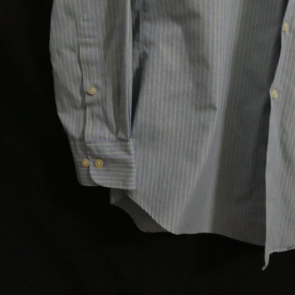 EGARA - Non Iron - Slim Fit | 16 34-35 | Light Blue & Yellow Striped Dress Shirt - Picture 6 of 14